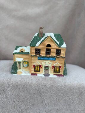 Vintage 1991 Lemax Christmas Village "Country Store" Light-Up Ceramic Building